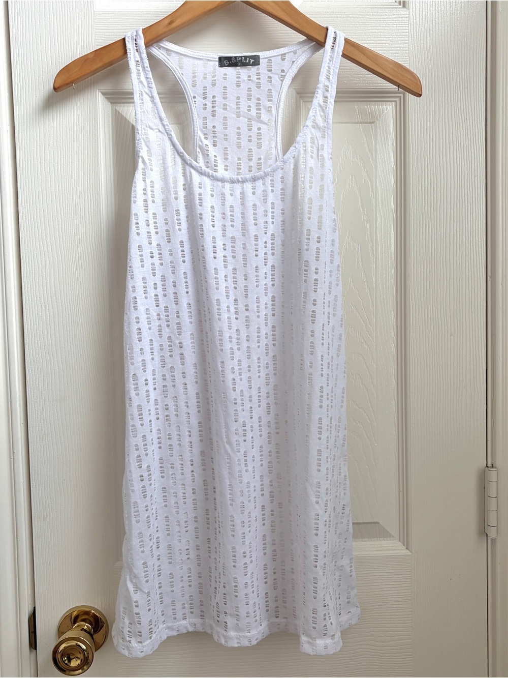 split White Eyelet Racerback Tank
